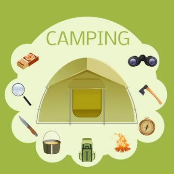 Camping banner Stock Illustration