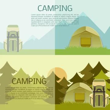 Camping banner Stock Illustration