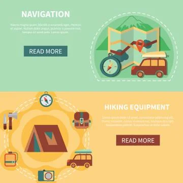 Camping banner set Stock Illustration