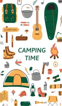 Camping banner template Stock Illustration