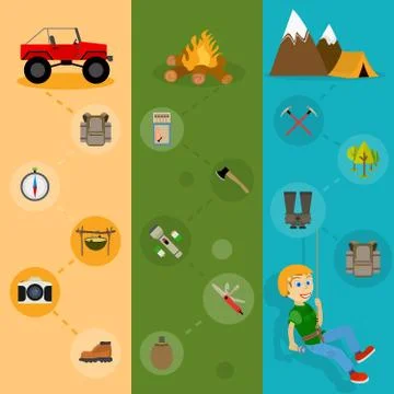 Camping banners vertical set Ilustração Stock