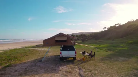 Camping on the Beach Stock Footage 178457869