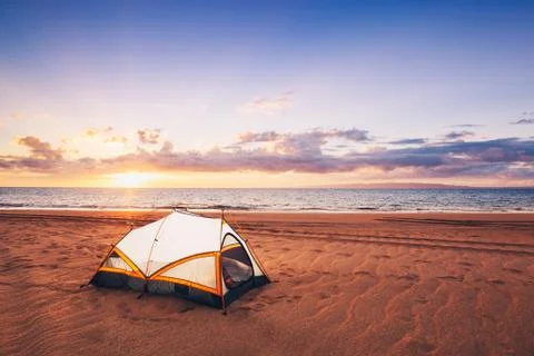 Camping on the beach Stock Photos
