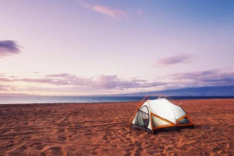 Camping on the beach Stock Photos