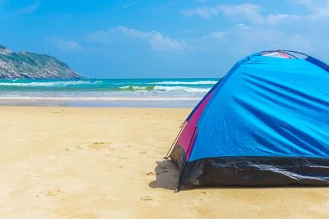 The camping at the beach Stock Photos