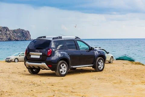 Camping on the beach in the summer Stock Photos