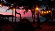 Camping On The Beach By Sunset Stock Footage