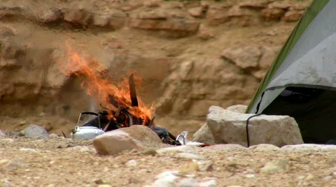 Camping bonfire 1. Stock Footage 665143