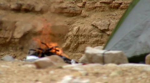 Camping bonfire 3.  Stock Footage 663733