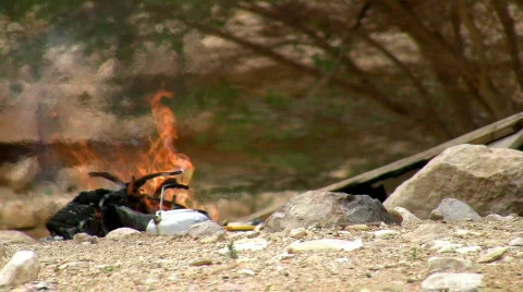 Camping bonfire 4. Stock Footage 666572