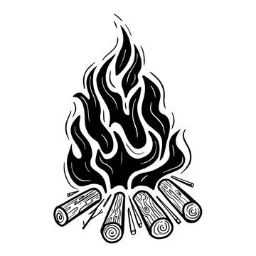 Camping bonfire hand drawn vector illustration Illustrazione stock