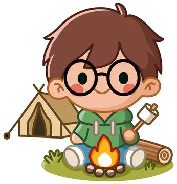 Camping Boy Stock Illustration