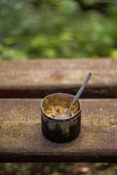 Camping breakfast Stock Photos