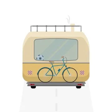 Camping bus. Back side of camping bus 스톡 일러스트