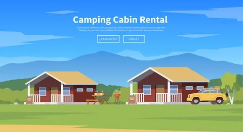 Camping cabins. Vector illustration. Stock Illustration