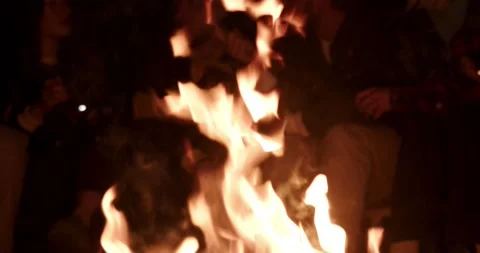 Camping campfire tourists Stock Footage 232013440
