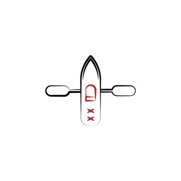 Camping, canoe 2 colored line icon. Simple hand drawn color element illustration Stock Illustration