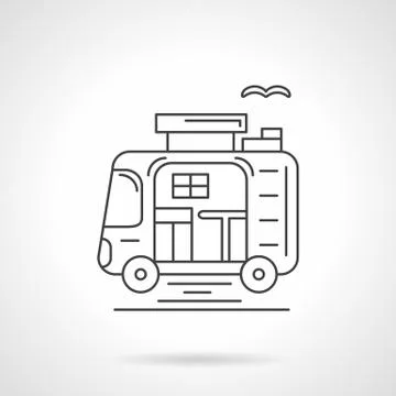 Camping car thin line vector icon. Stock Illustration