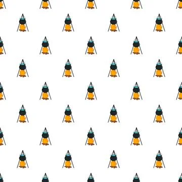 Camping cauldron over campfire cooking seamless pattern Ilustração Stock