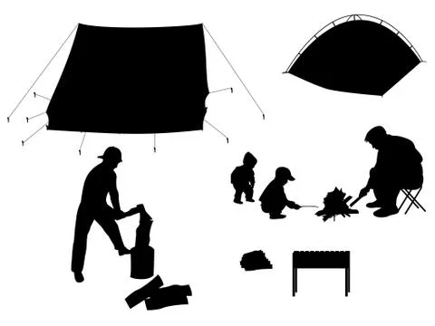 Camping with children Stock Illustration