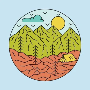 Camping on the cliff graphic illustration vector art t-shirt design Illustrazione stock