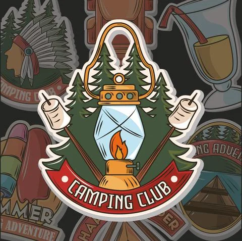 Camping club patch イラスト素材