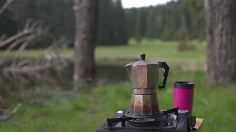Camping Coffee Is Ready 4K Stock Footage 63963594