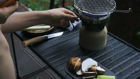 Camping cooking 4K view. Video stock 212659279