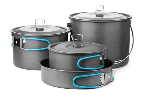 Camping cookware set Camping cookware set isolated on white Copyright: xZo... Stock Photos