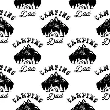 Camping Dad Explorer Pattern Design - Outdoors Adventure seamless background Stock Illustration