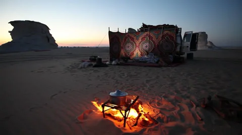 Camping in the Desert, Egypt Stock Footage 36055836