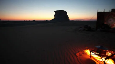 Camping in the desert, Egypt - Panoramic view Stock Footage 36055314