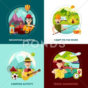 Camping Design Concept Banner Stock Illustration