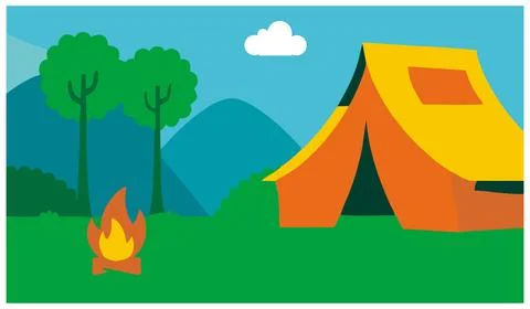 Camping design over landscape background vector illustration Stock Illustration