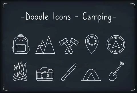 Camping Doodle Icons 스톡 일러스트