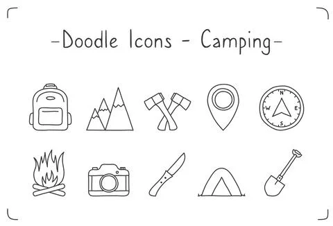 Camping Doodle Icons Stock Illustration