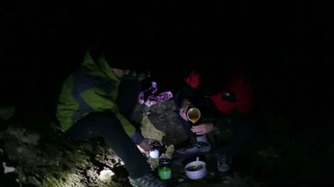 Camping eating Stock Footage 23320801