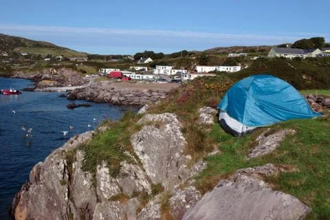 Camping on the edge Stock Photos