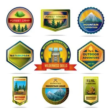 Camping emblems set Ilustração Stock