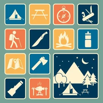 Camping equipment icon Stock Illustration