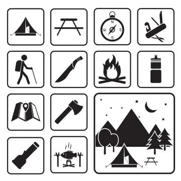 Camping equipment icon Stock Illustration
