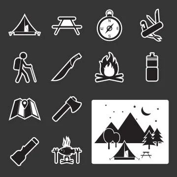 Camping equipment icon Stock Illustration