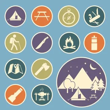 Camping equipment icon Stock Illustration