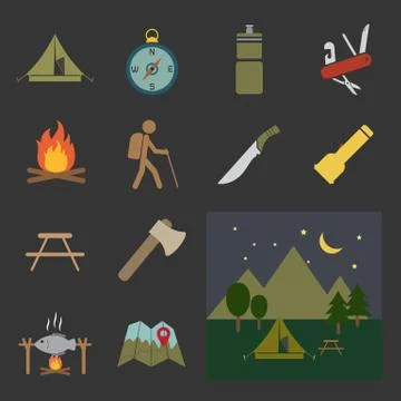 Camping equipment icon Stock Illustration
