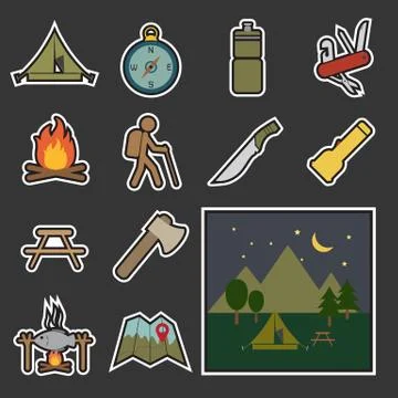 Camping equipment icon Stock Illustration