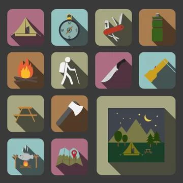 Camping equipment icon Stock Illustration