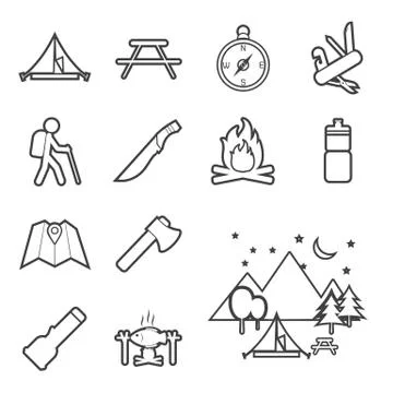 Camping equipment icon Stock Illustration