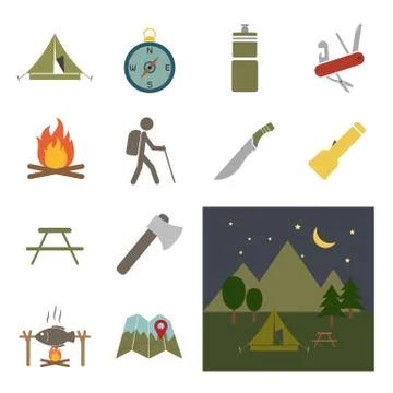 Camping equipment icon Stock Illustration
