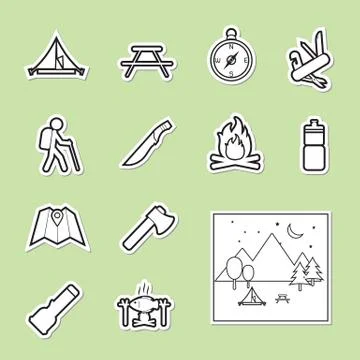 Camping equipment icon Stock Illustration