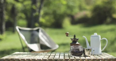 Camping equipment in nature Stock Footage 163000823
